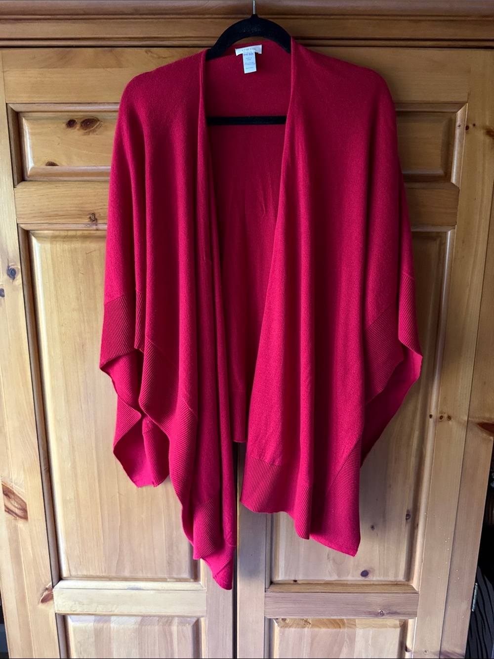 Chico's Bright Red Open-Front Draped Cardigan